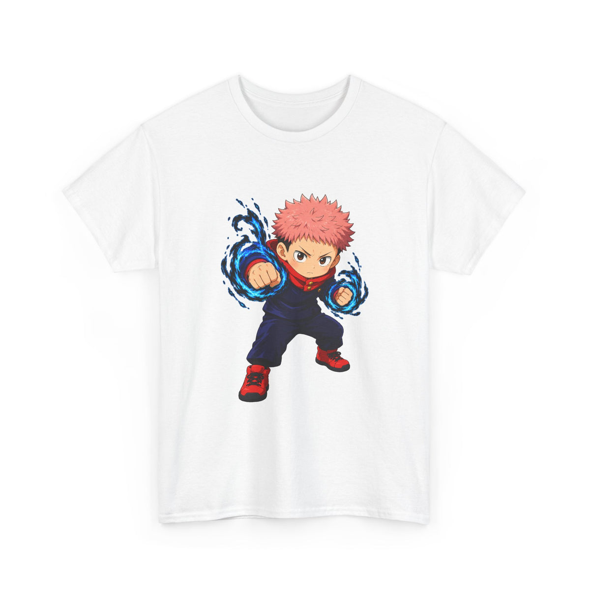 Chibi Fighter Character T-Shirt | Anime Action Pose, Energetic Boy Design