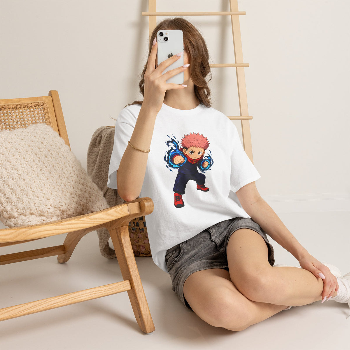Chibi Fighter Character T-Shirt | Anime Action Pose, Energetic Boy Design