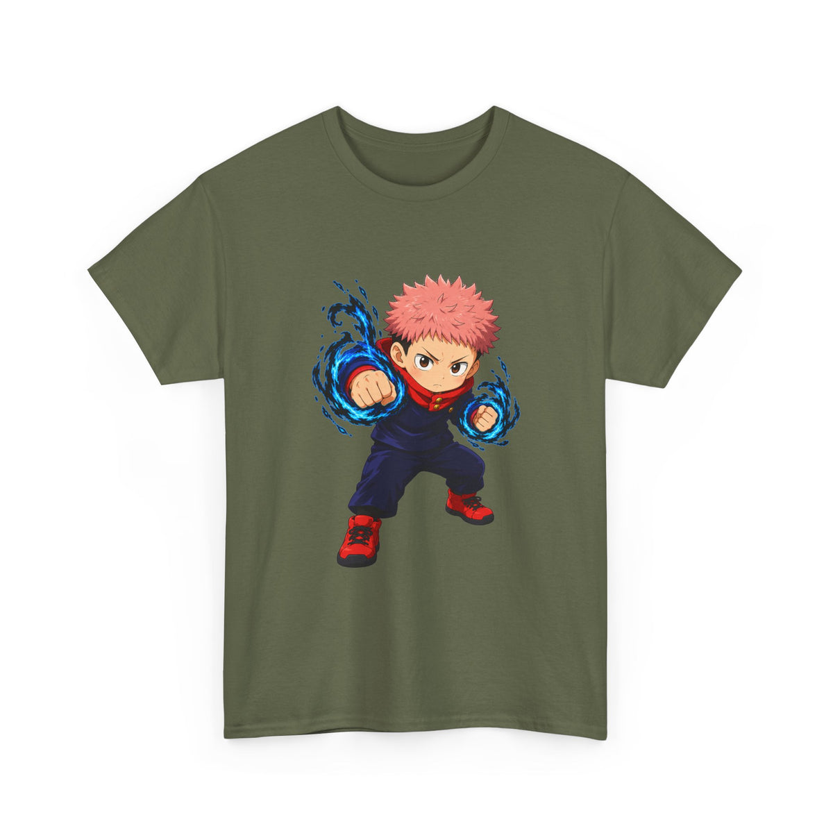 Chibi Fighter Character T-Shirt | Anime Action Pose, Energetic Boy Design