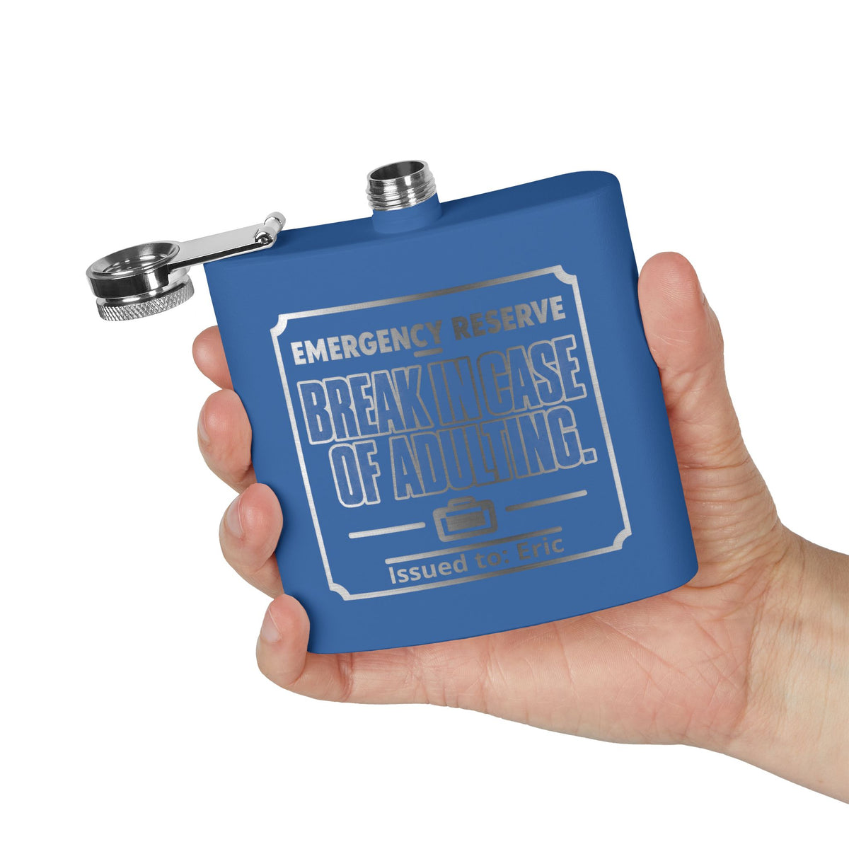 Break In Case of Adulting Personalized Stainless Steel Flask
