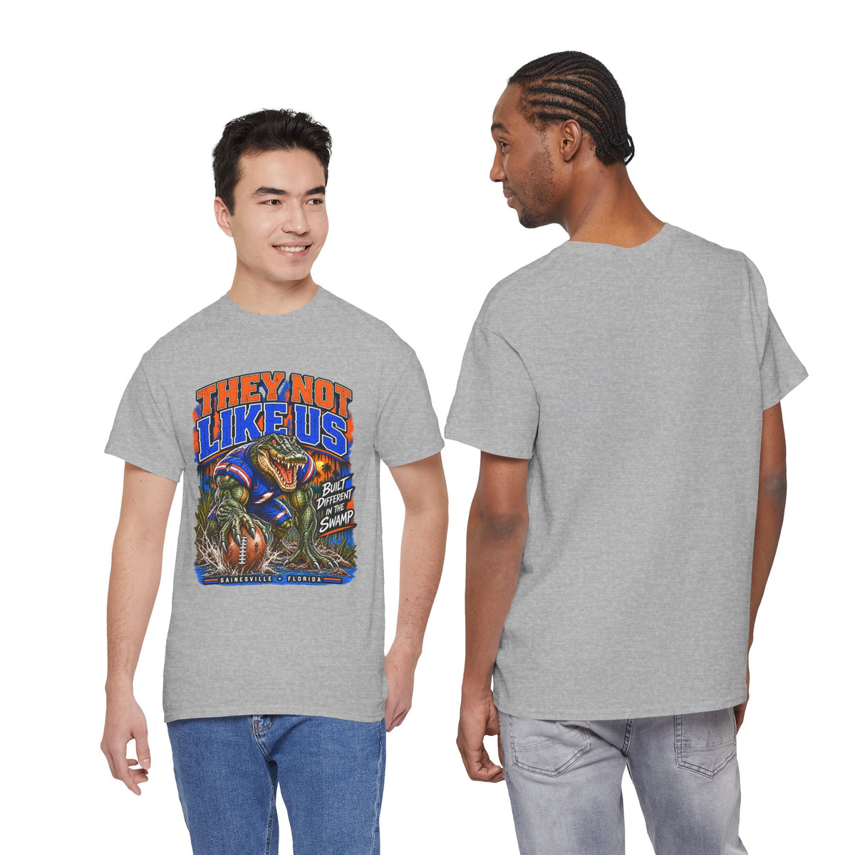They Not Like Us Alligator Football T-Shirt | Swamp Monster Sports Tee