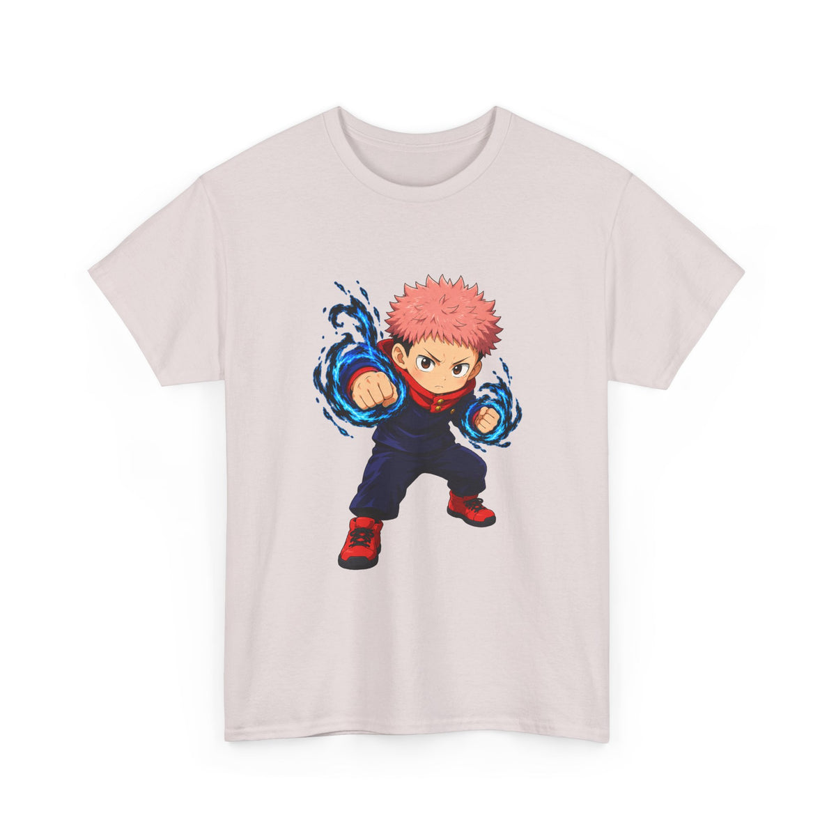 Chibi Fighter Character T-Shirt | Anime Action Pose, Energetic Boy Design