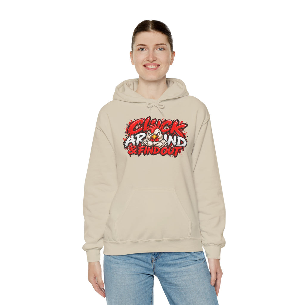 Cluck Around & Find Out Hoodie | Chicken Cartoon Graphic Sweatshirt
