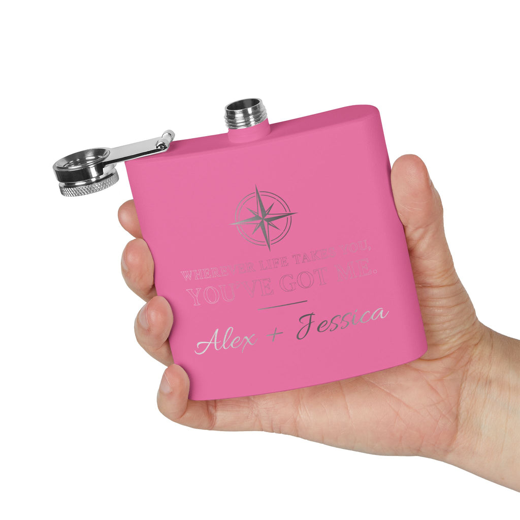 Personalized Compass Flask – “Wherever Life Takes You, You’ve Got Me”