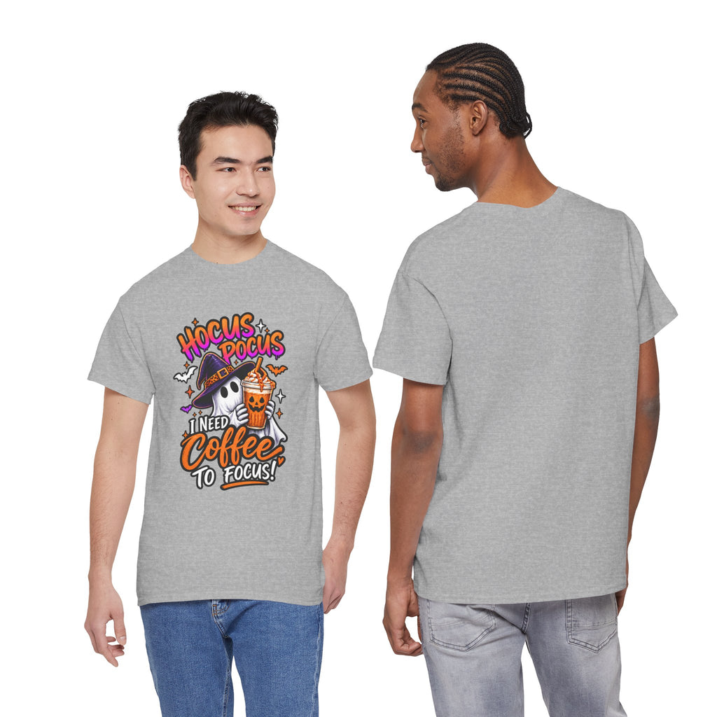 Hocus Pocus I Need Coffee To Focus T-Shirt | Halloween Ghost Witch Coffee Tee | Unisex