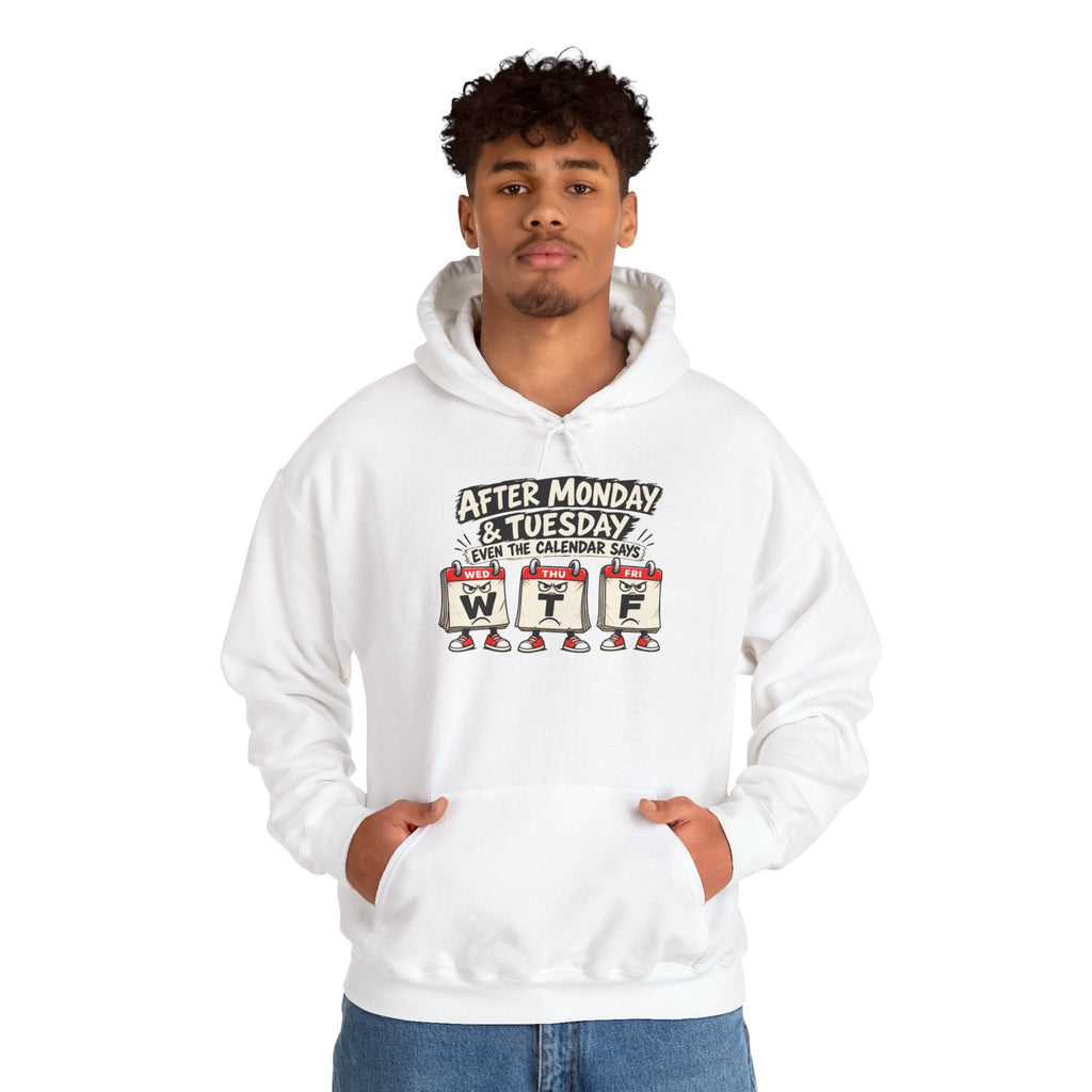 After Monday & Tuesday WTF Graphic Hoodie | Funny Weekday Humor | Unisex Design