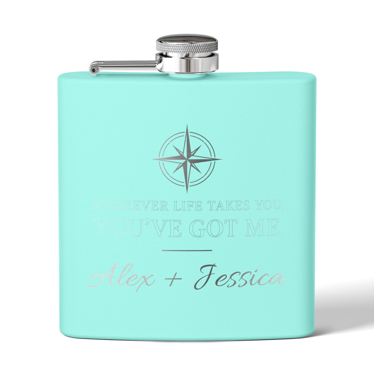 Personalized Compass Flask – “Wherever Life Takes You, You’ve Got Me”