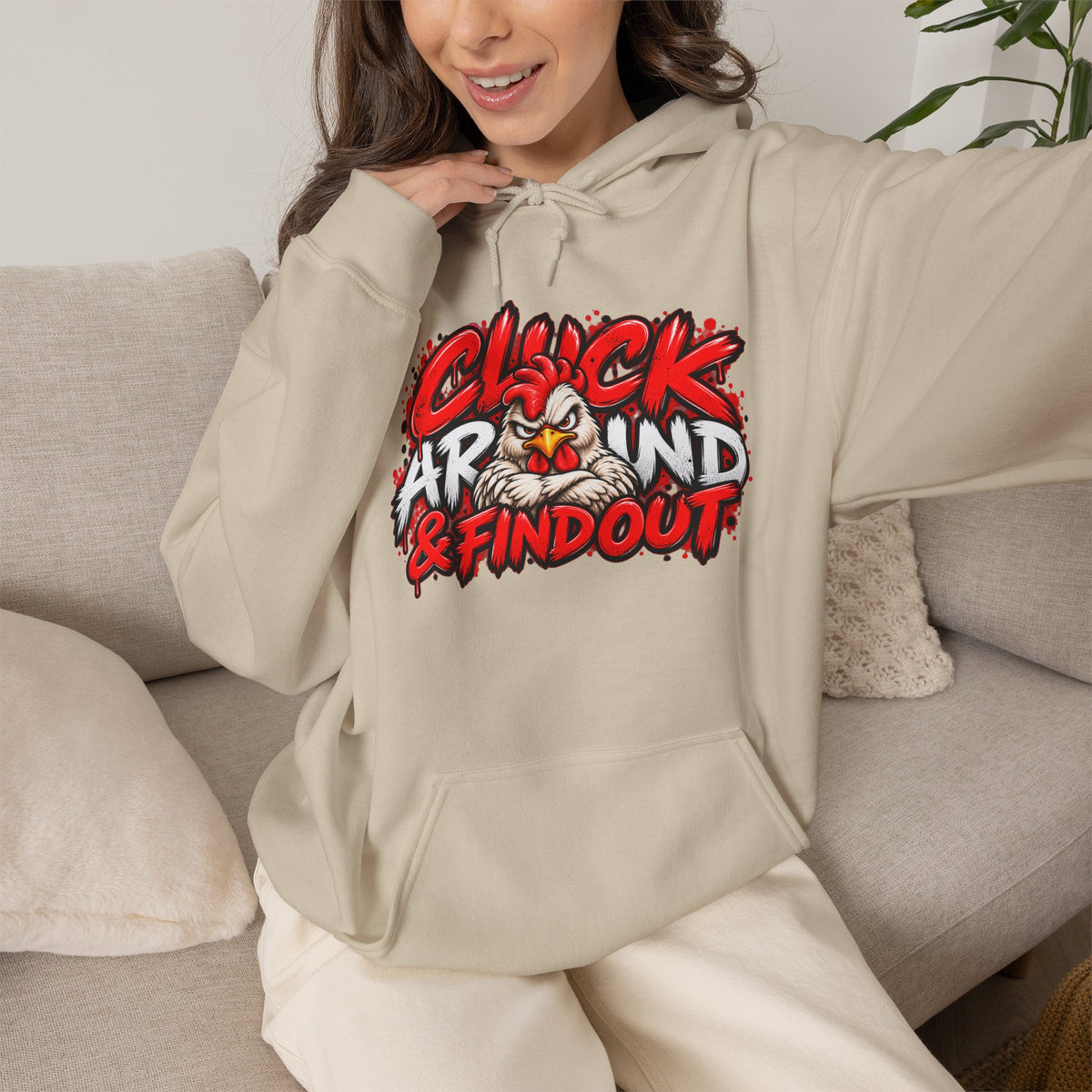 Cluck Around & Find Out Hoodie | Chicken Cartoon Graphic Sweatshirt