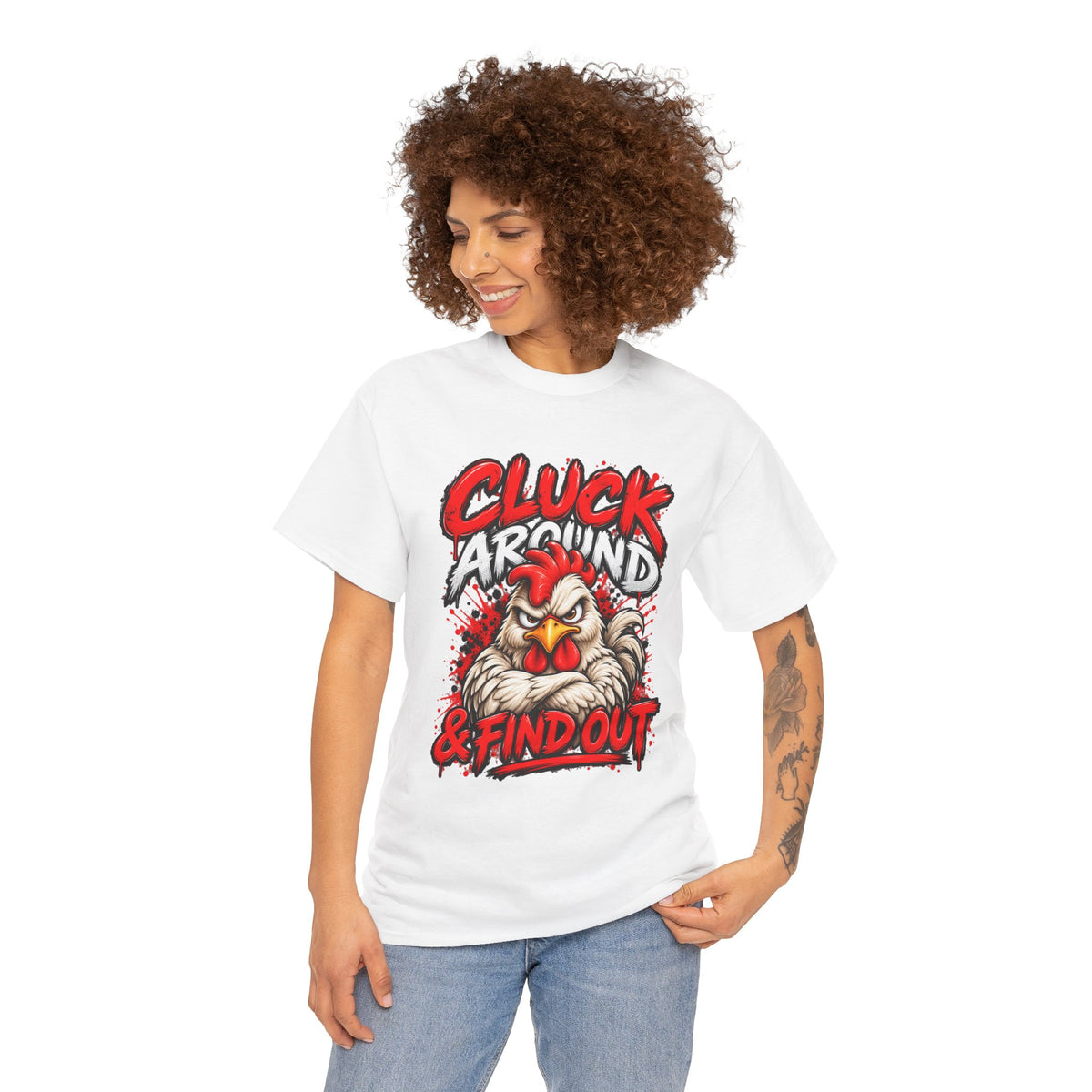 Cluck Around & Find Out Chicken Tee | Angry Rooster Graphic Shirt